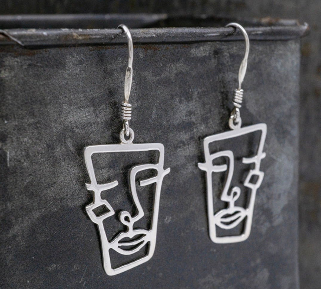 Quadrangle Face Earrings on Hook