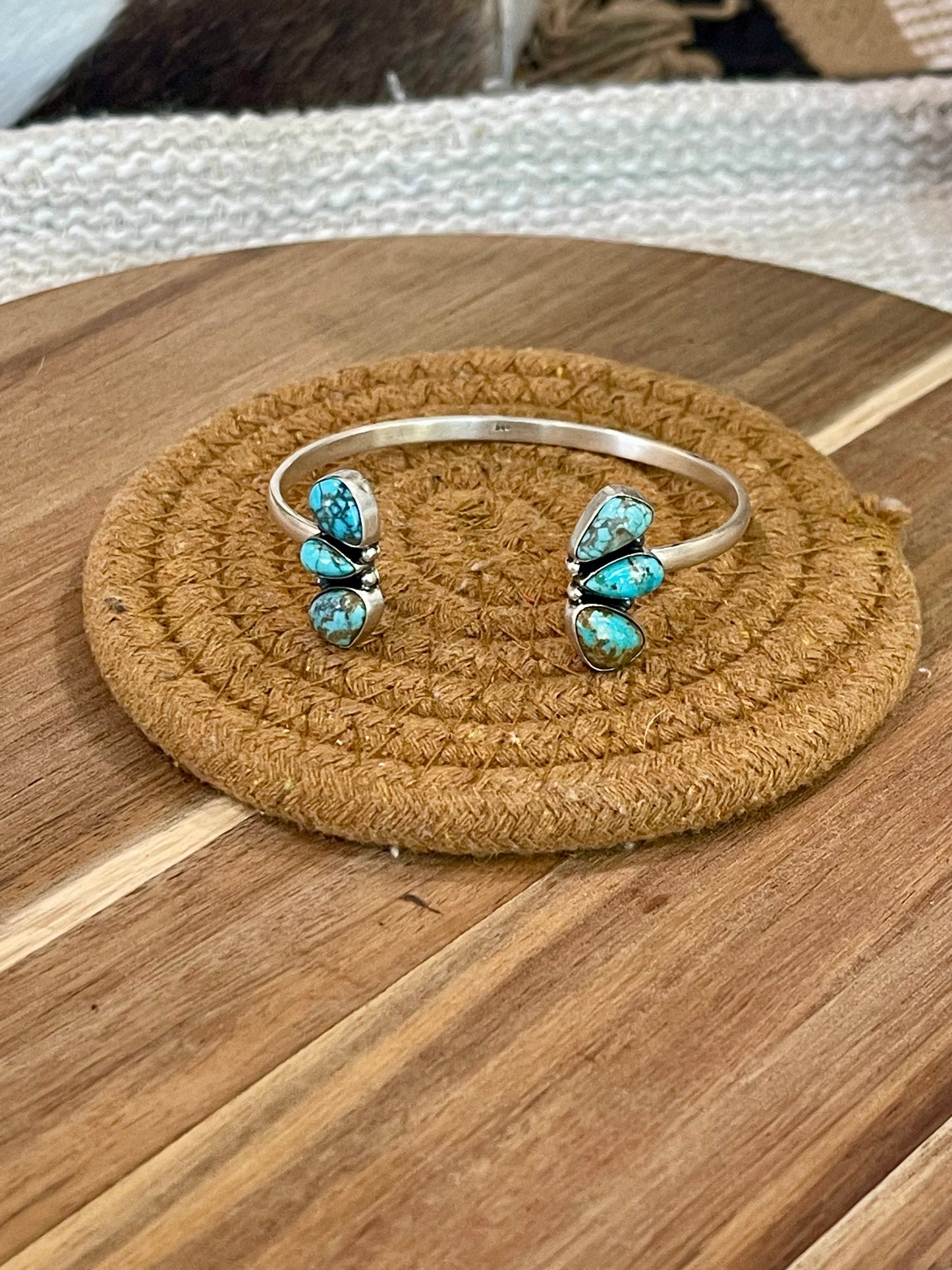 Handcrafted Sterling Silver & Turquoise #8 Cuff Bracelet