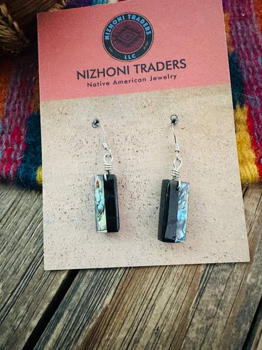 Handcrafted Multi Stone Inlay Slab Dangle Earrings