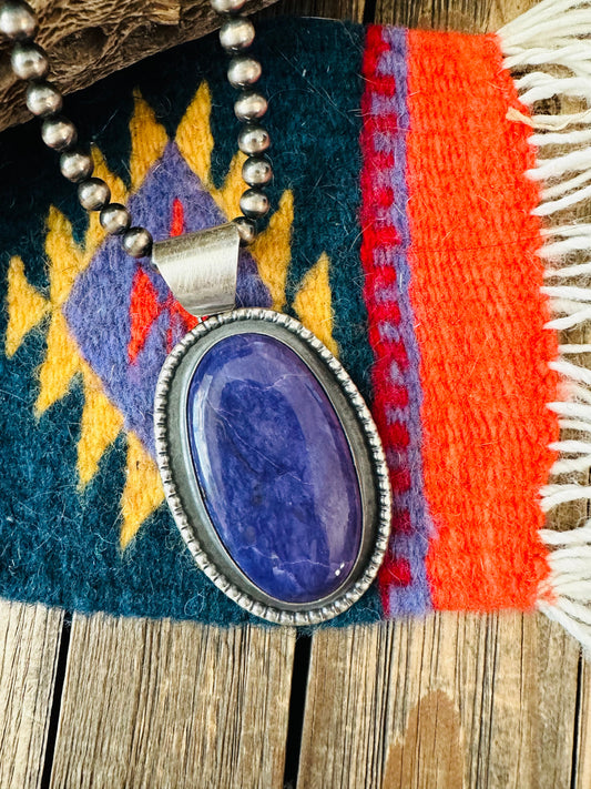 Handcrafted Charoite and Sterling Silver Star Pendant