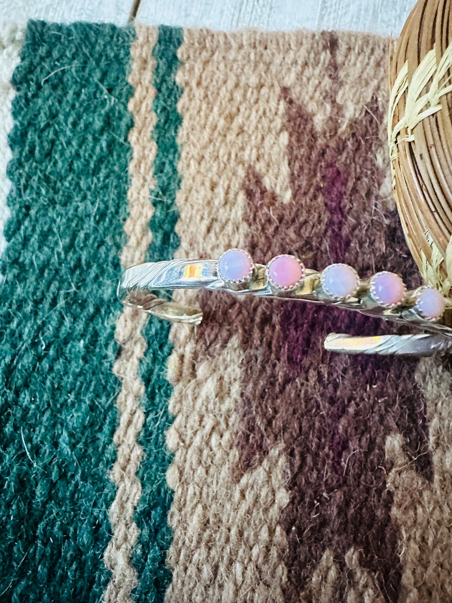 Handcrafted Queen Pink Conch & Sterling Silver Cuff Bracelet