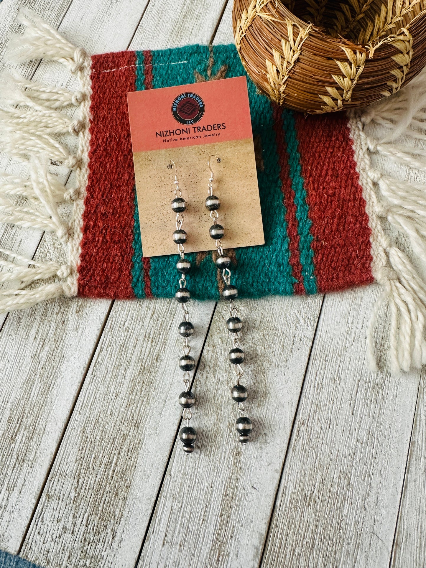Handcrafted Sterling Silver Pearl Dangle Earrings 6”