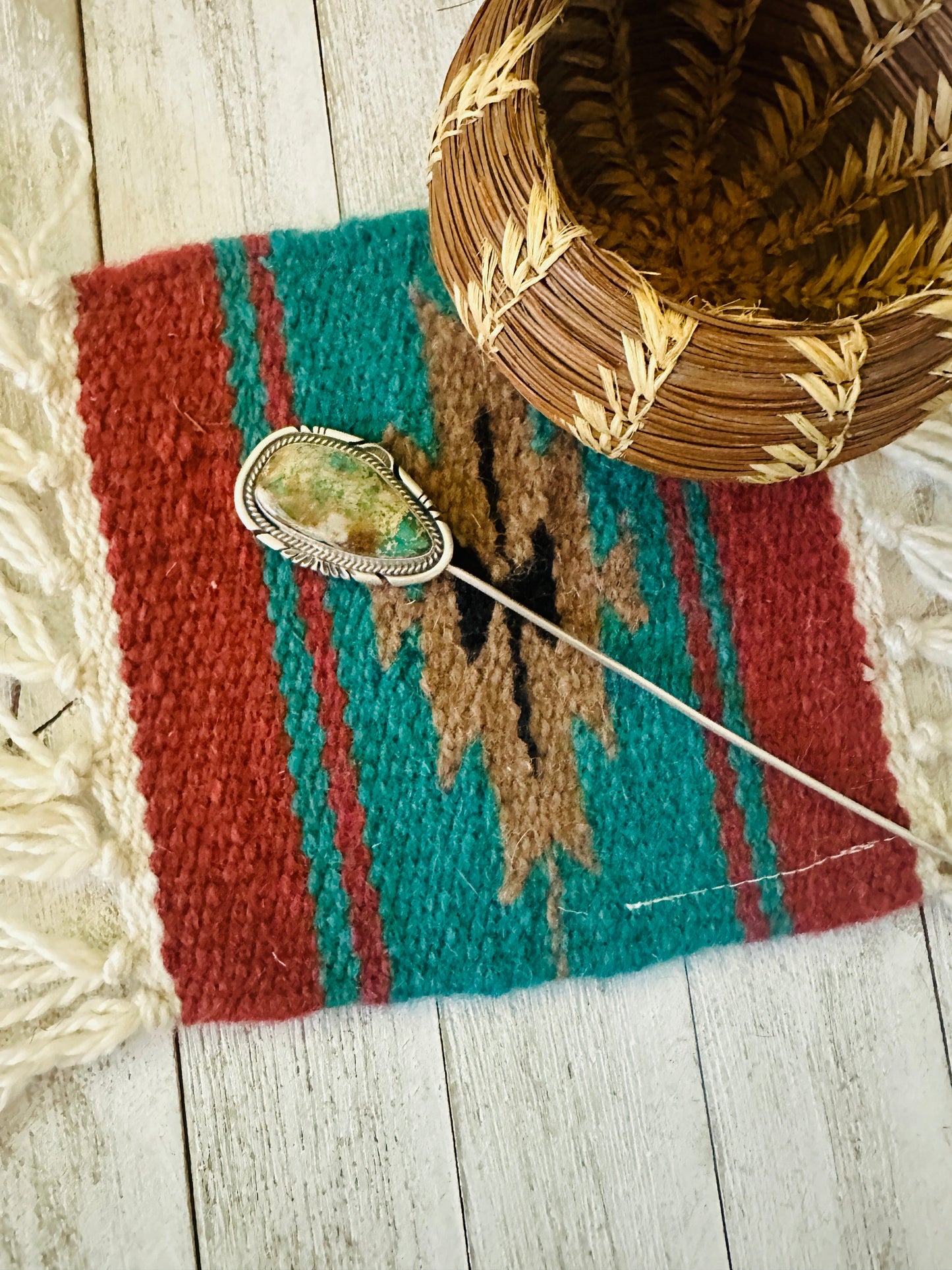 Handcrafted Turquoise & Sterling Silver Hair Pin