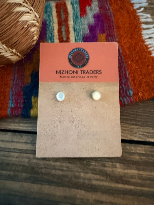 Handcrafted Sterling Silver and Mother of Pearl Stud Earrings