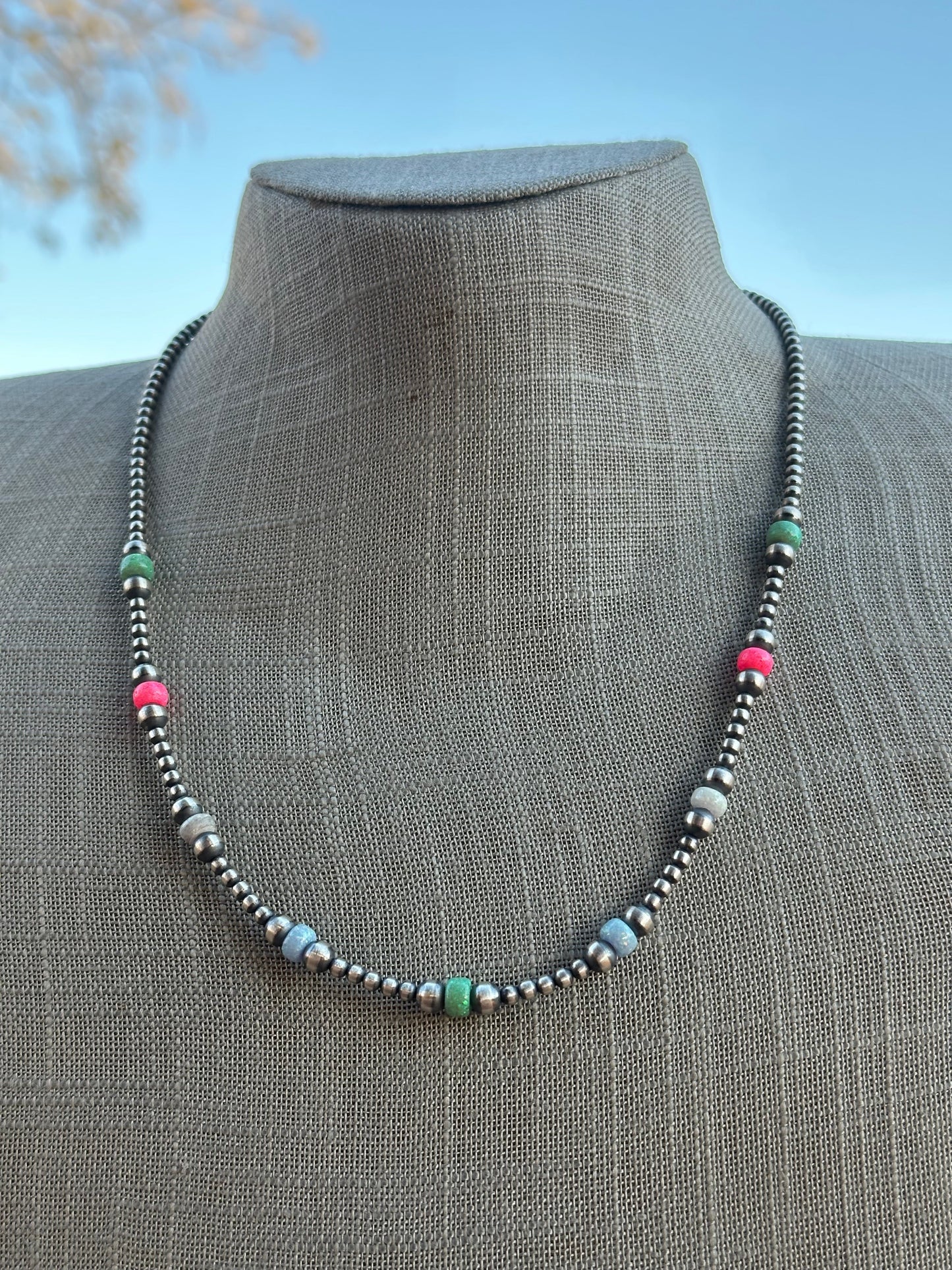 Handcrafted Pearl Sterling Silver Sherbet Opal Necklaces