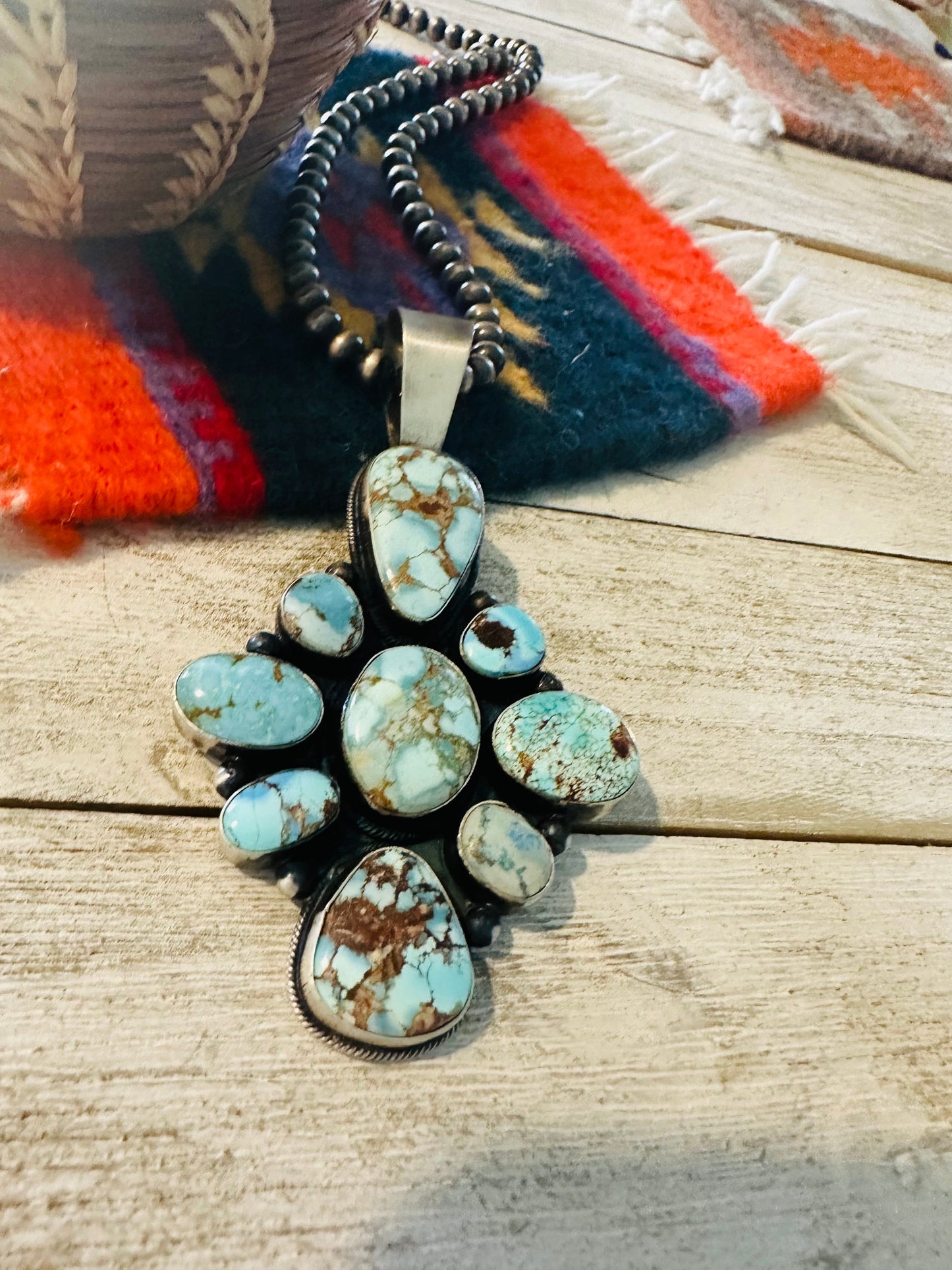 Handcrafted Golden Hills Turquoise & Sterling Silver Pendant by Paul Livingston