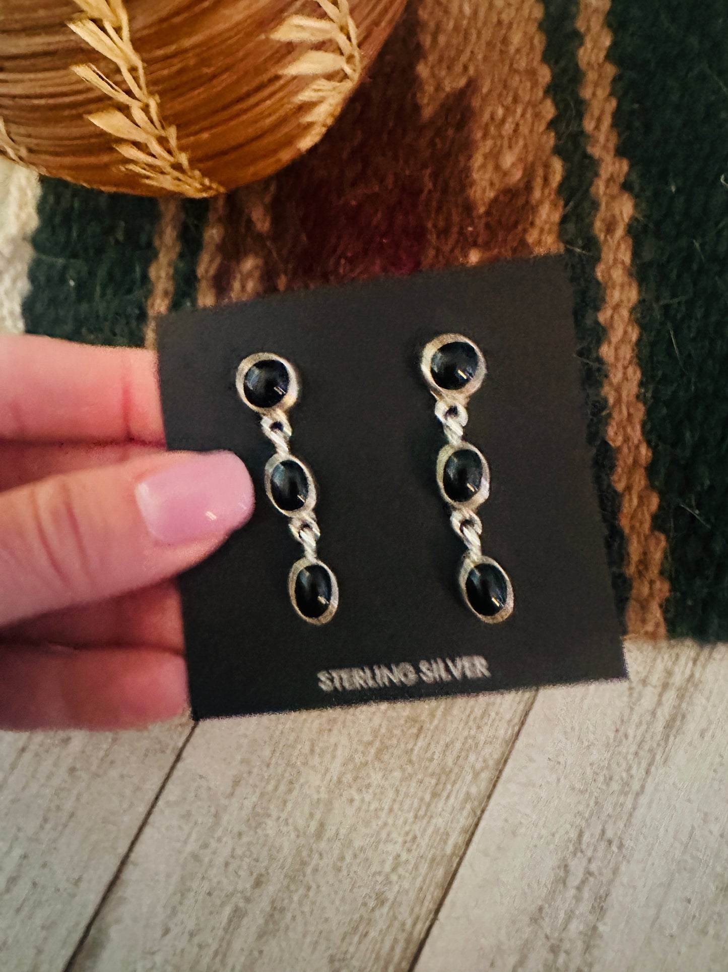 Handcrafted Onyx & Sterling Silver Dangle Earrings