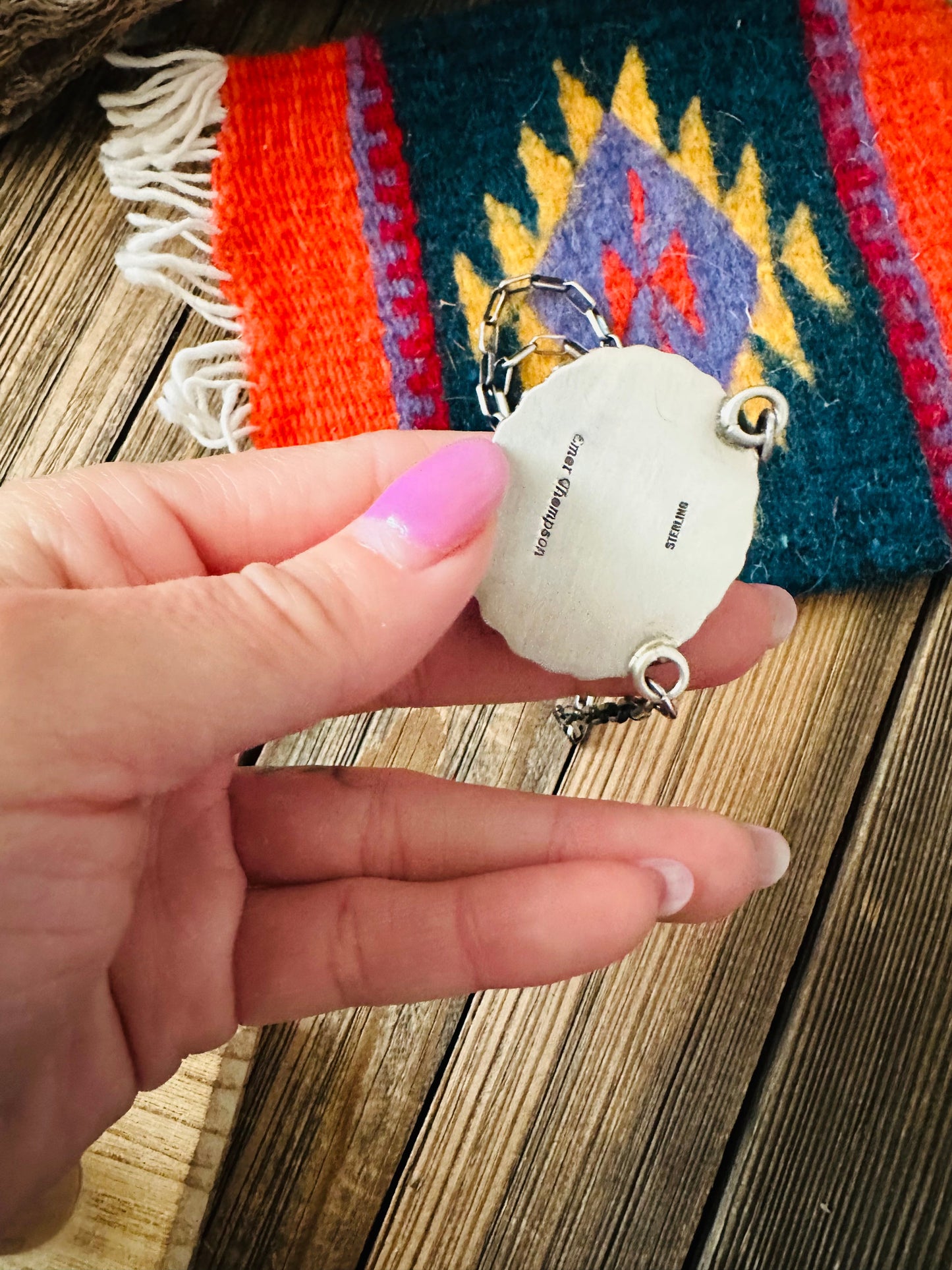 Navajo Sterling Silver & Number 8 Turquoise Necklace