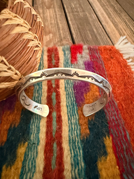 Hand Stamped Sterling Silver Cuff Bracelet by Leonard Paquin