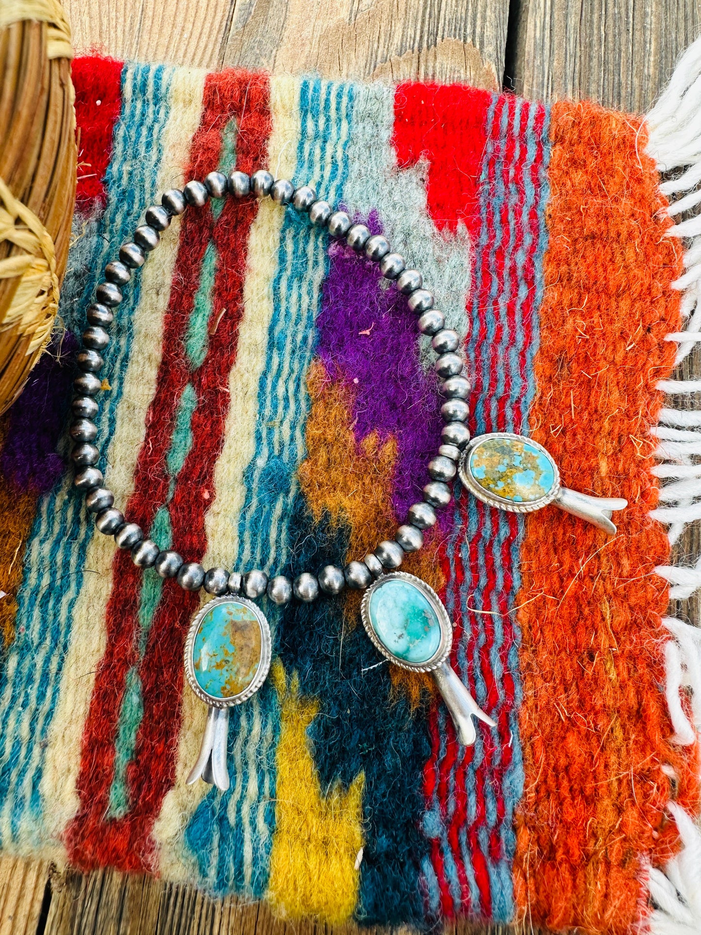 Handcrafted 3mm Sterling Silver Pearl & Turquoise Blossom Stretch Bracelet