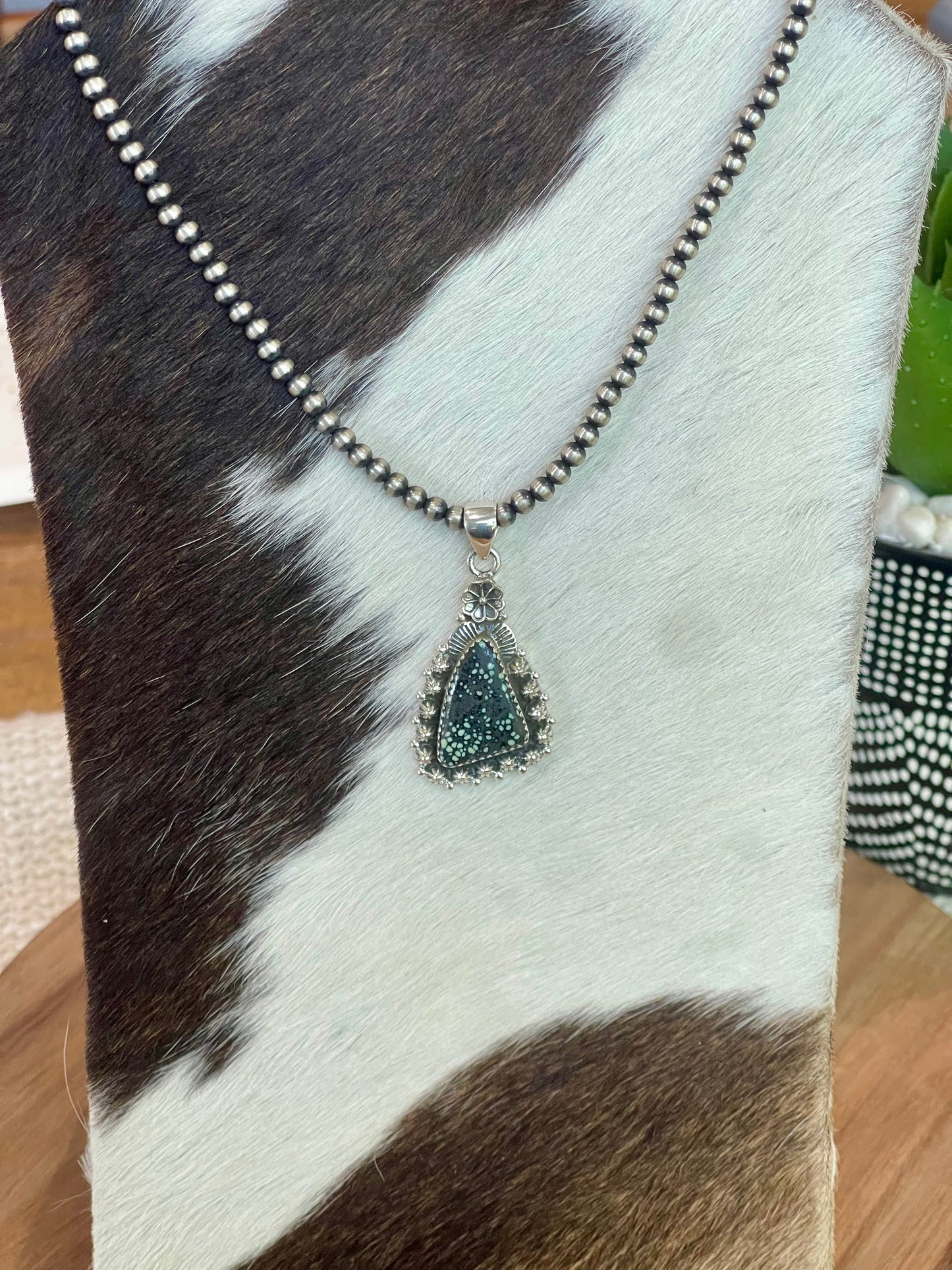 Beautiful Handmade Sterling Silver & New Lander Turquoise Pendant