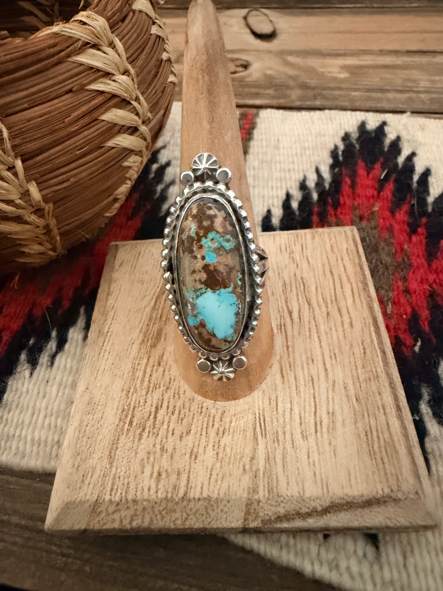 Handcrafted Royston Turquoise & Sterling Silver Ring 7.75 by Rosella Paxson