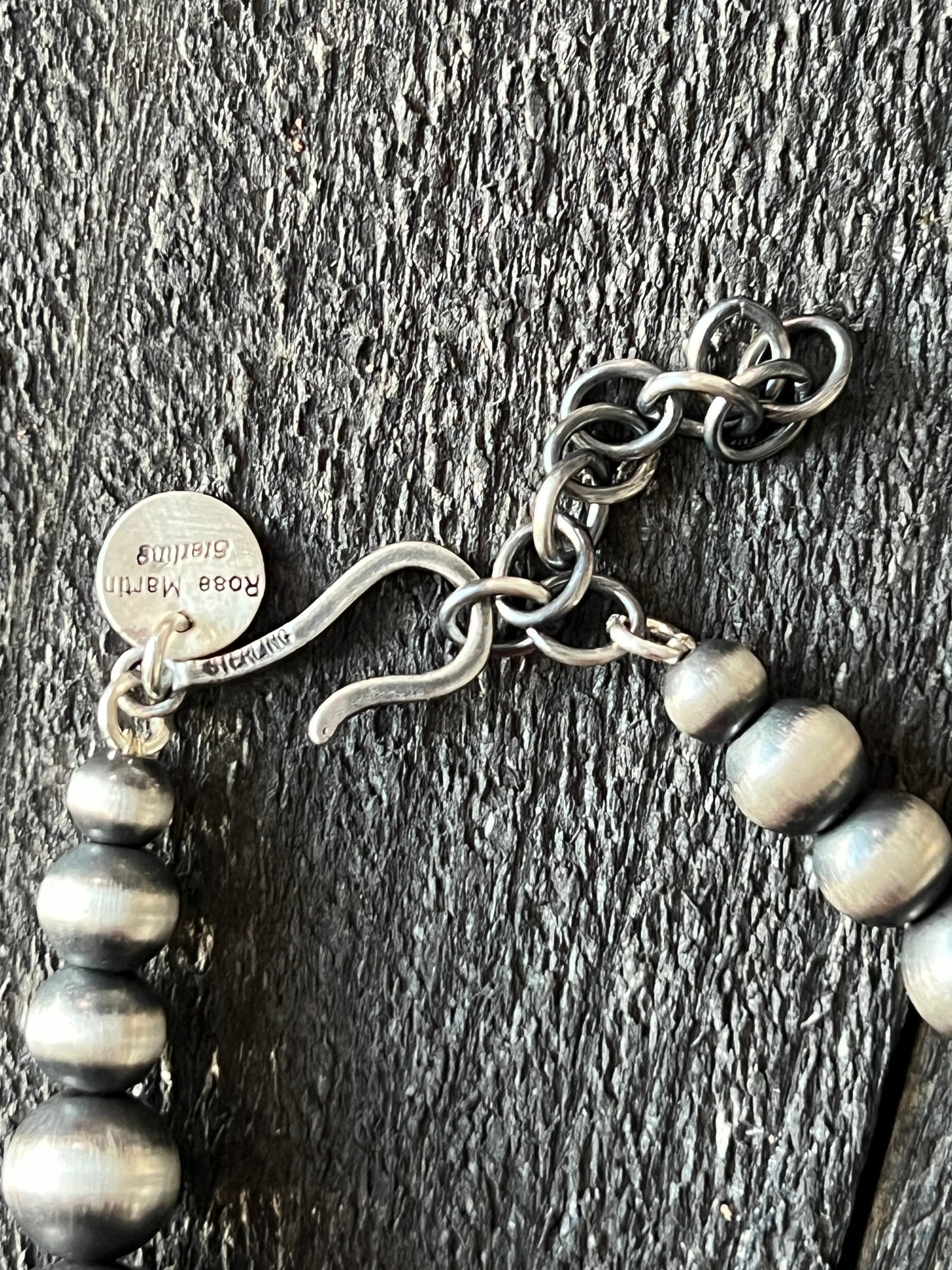 Handcrafted Sterling Silver Single Strand Beaded Statement Necklace by Rose Martin, 18” + 2”