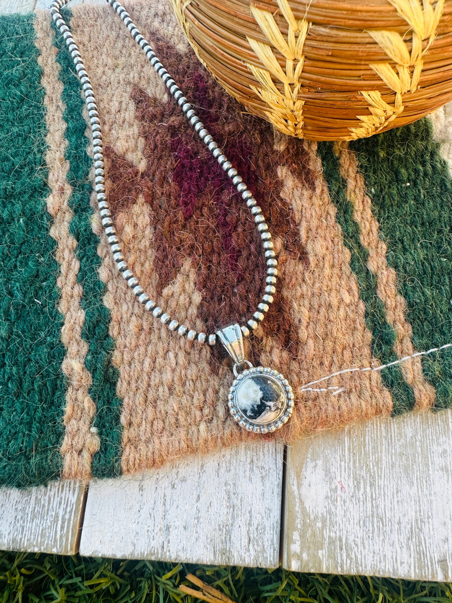Handcrafted Sterling Silver & White Buffalo Pendant