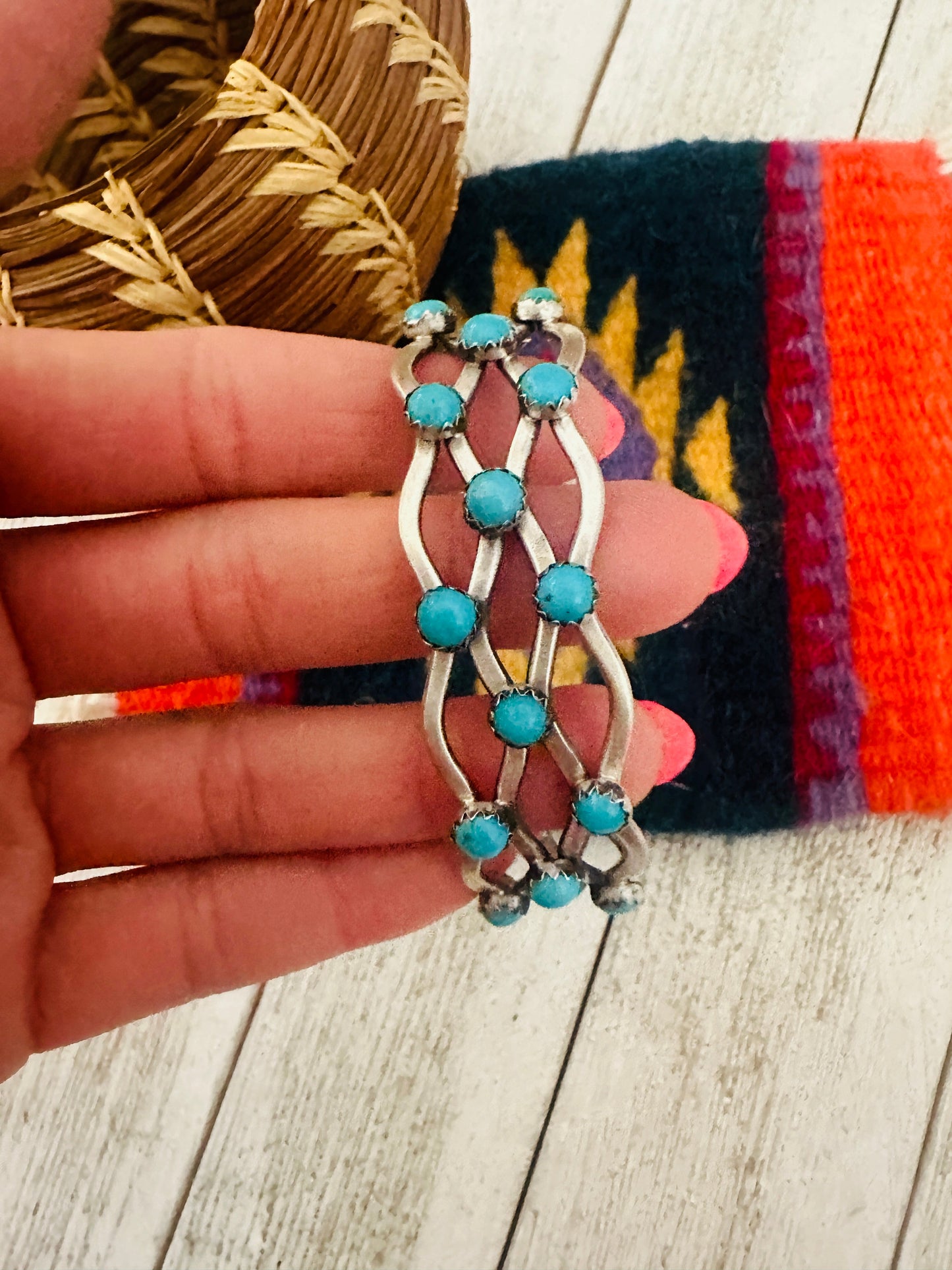 Handcrafted Turquoise & Sterling Silver Cuff Bracelet