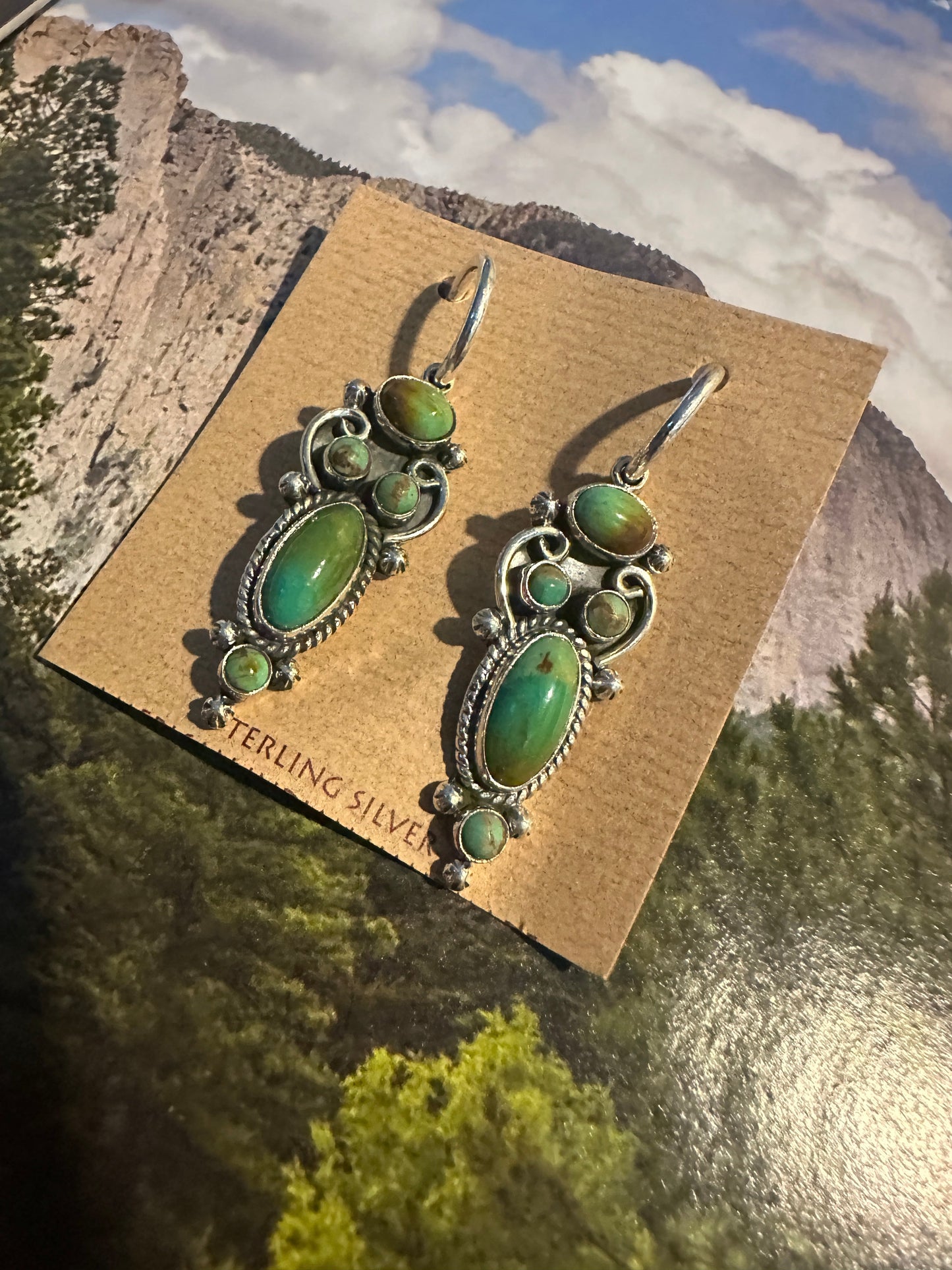 Beautiful Handmade Turquoise Dangle Earrings By Dan Dodson