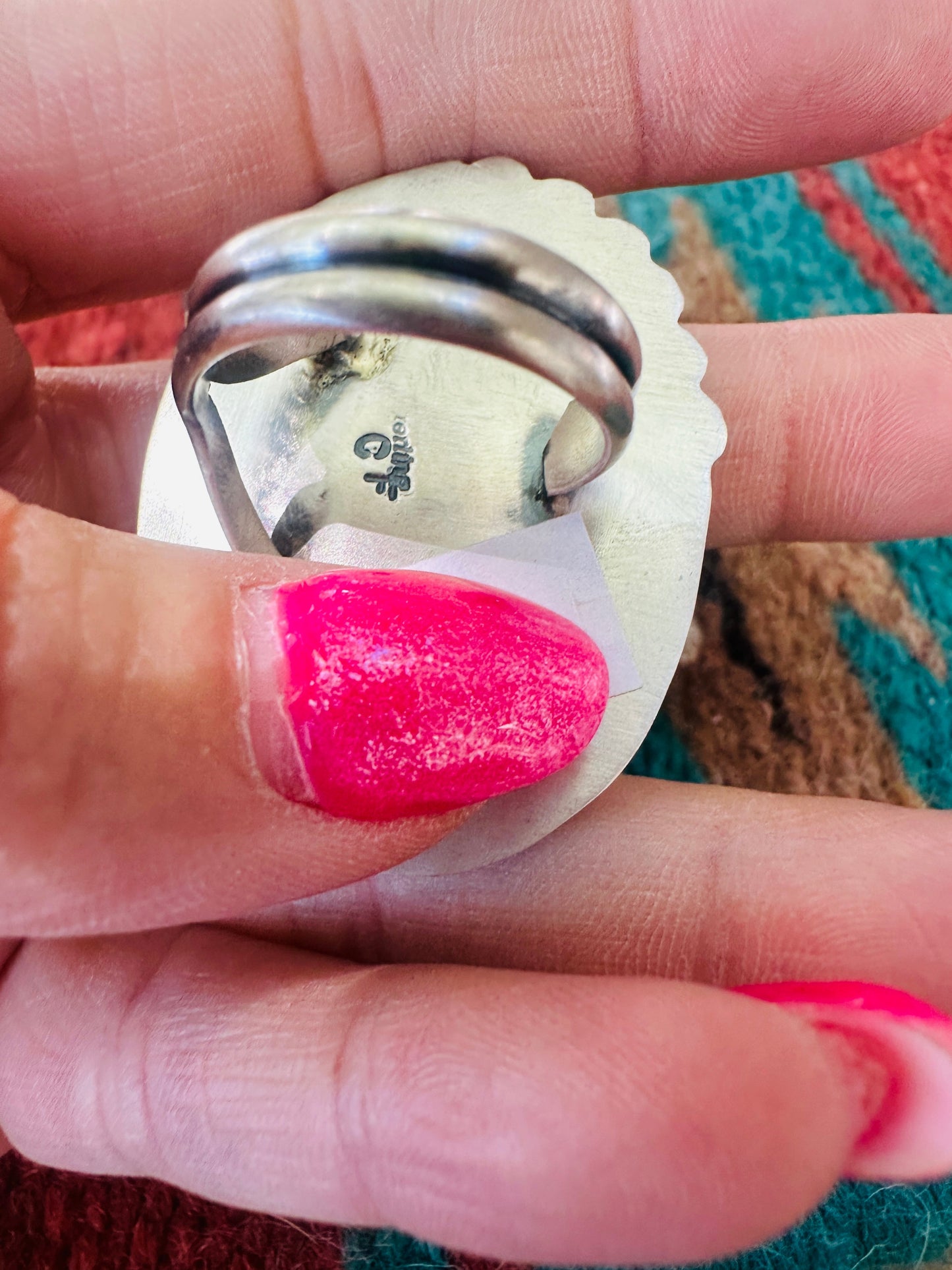 Handcrafted Kingman Web Turquoise & Sterling Silver Adjustable Ring