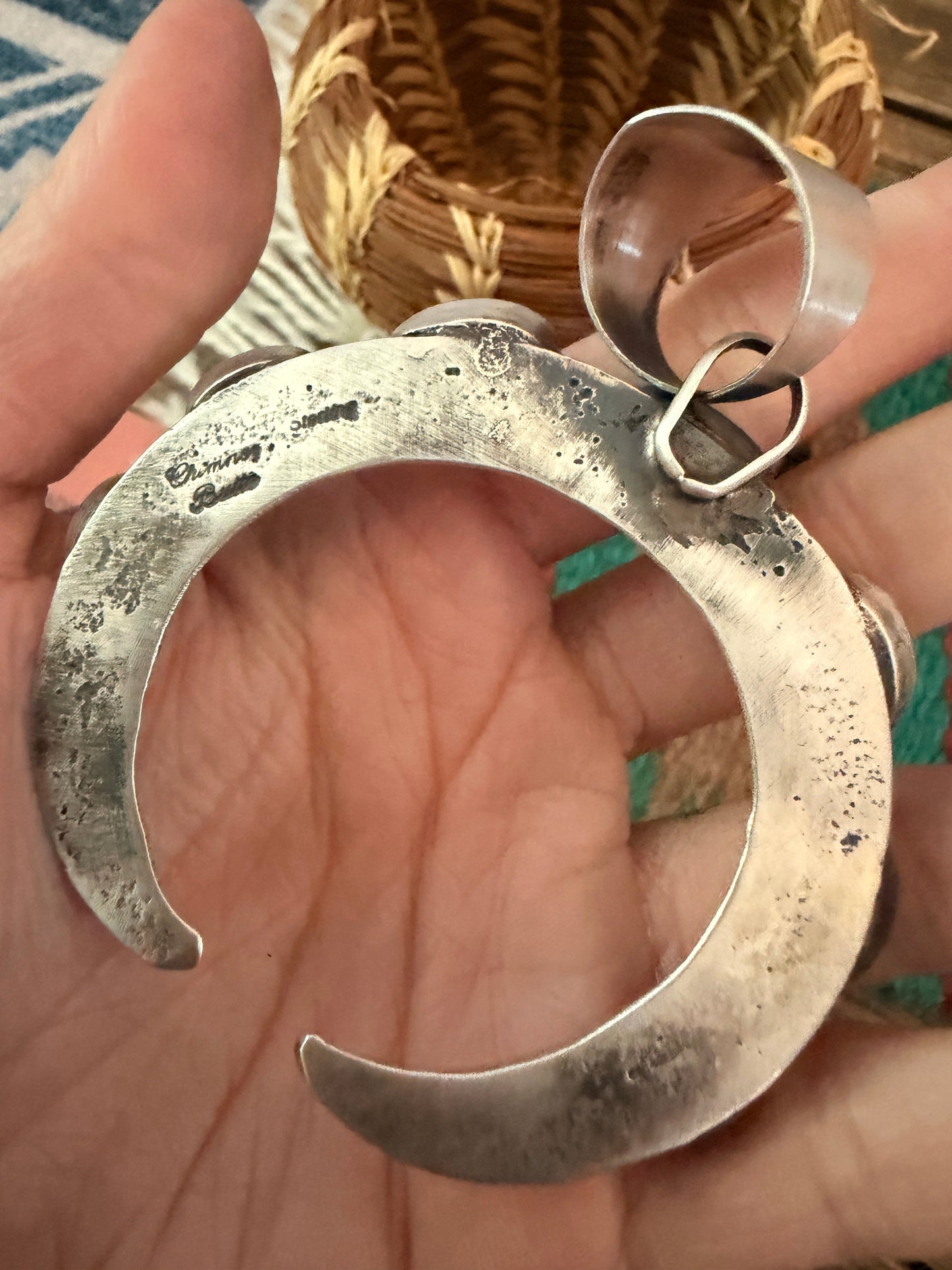 Handcrafted Sterling Silver & Sonoran Mountain Turquoise Naja Pendant by Chimney Butte