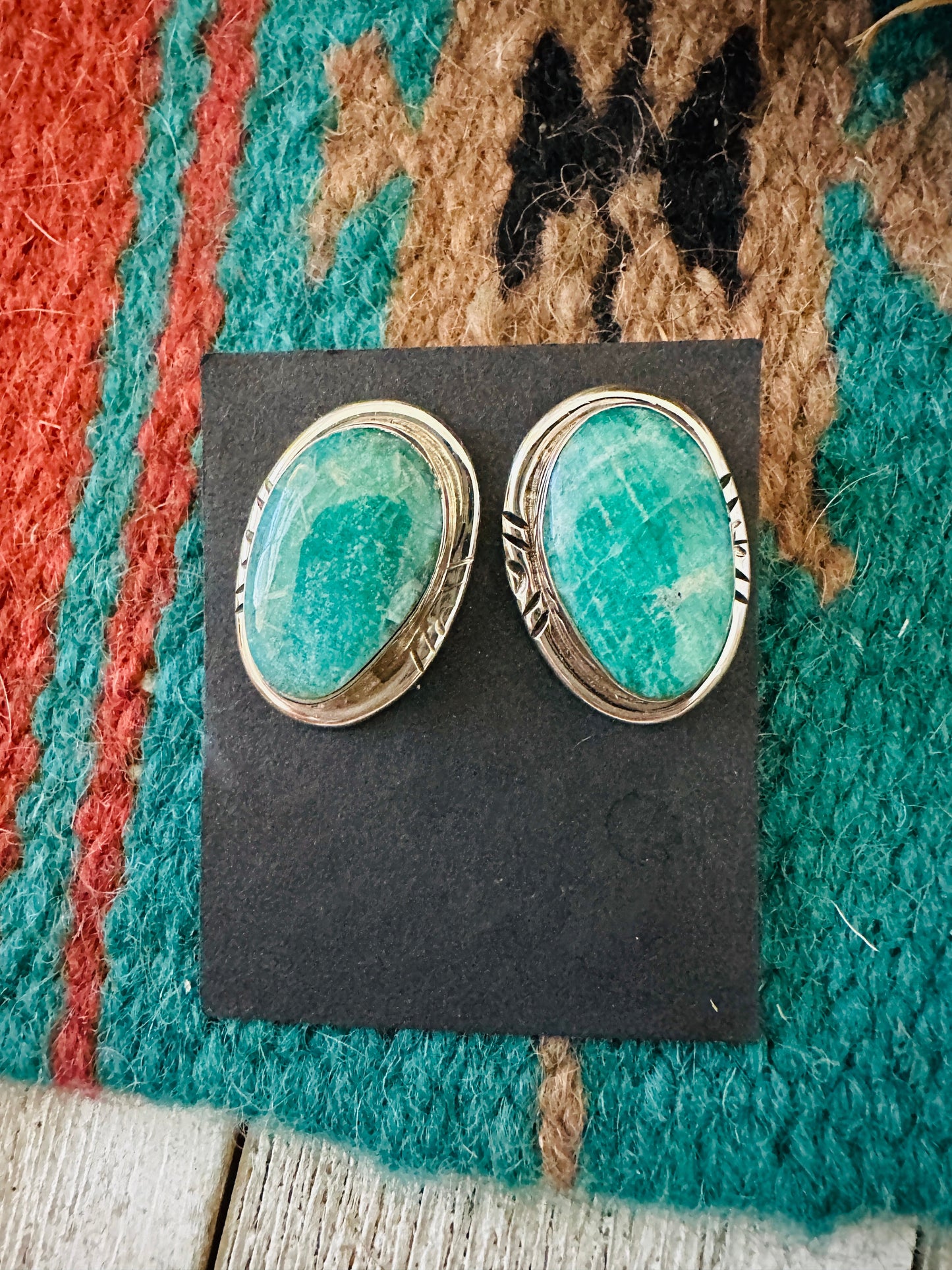 Handcrafted Turquoise & Sterling Silver Post Earrings