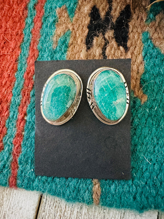 Handcrafted Turquoise & Sterling Silver Post Earrings