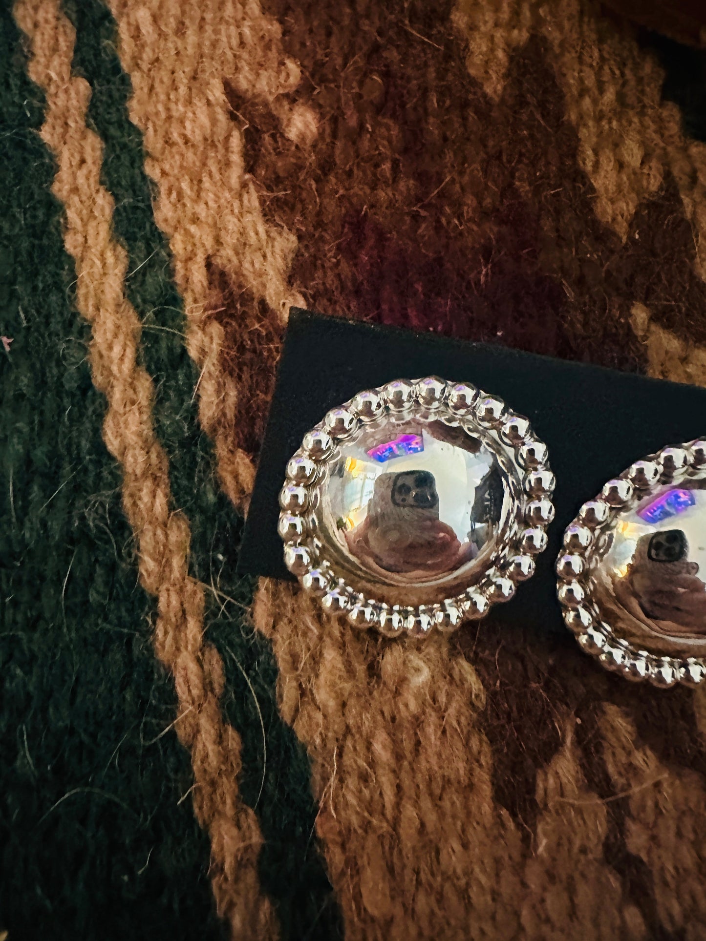 Handcrafted Sterling Silver Stud Earrings 1.25”
