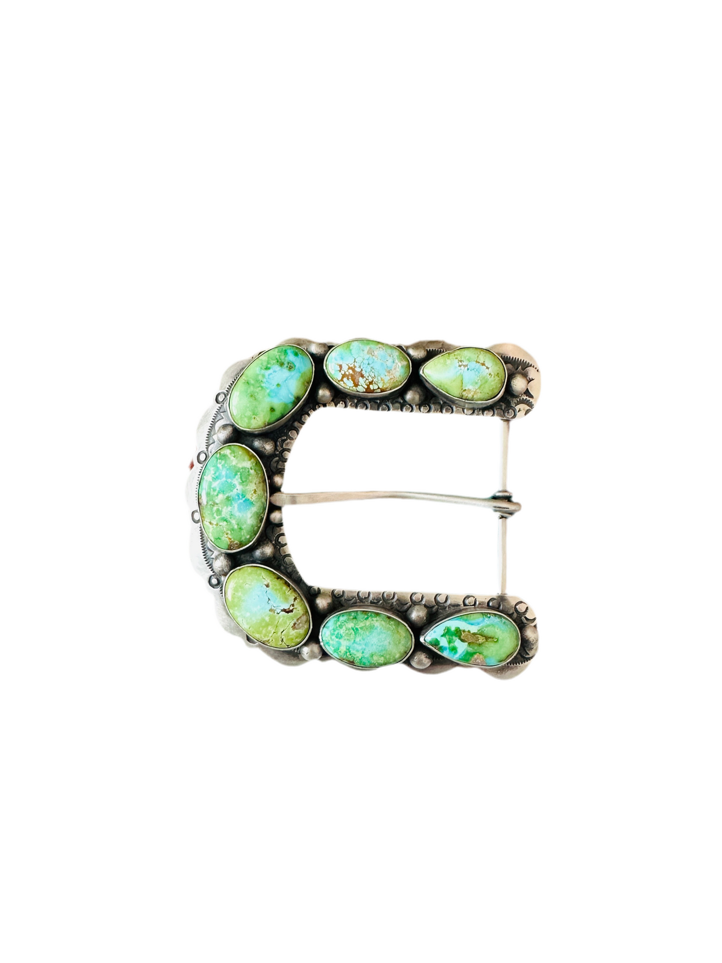 Handcrafted Sonoran Mountain Turquoise & Sterling Silver Belt Buckle by Russell Sam