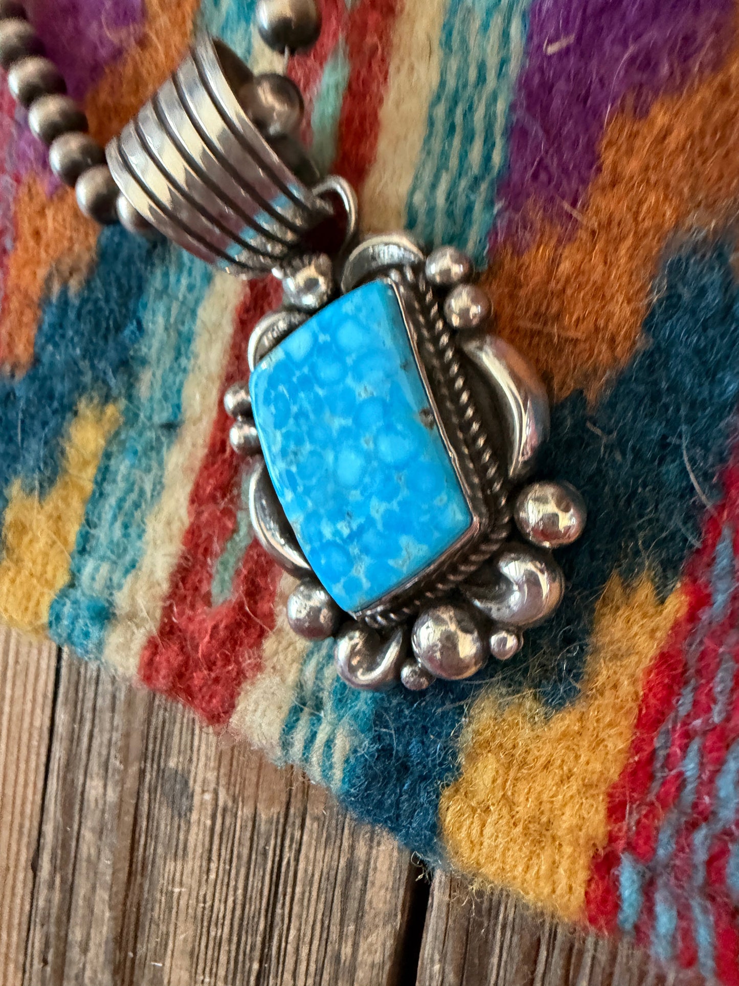 Handcrafted Sterling Silver & Turquoise Pendant by Albert Jake