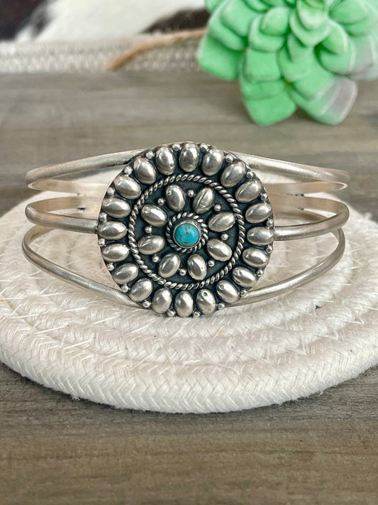 Nizhoni Handmade Sterling Silver & Turquoise Adjustable Cuff Bracelet