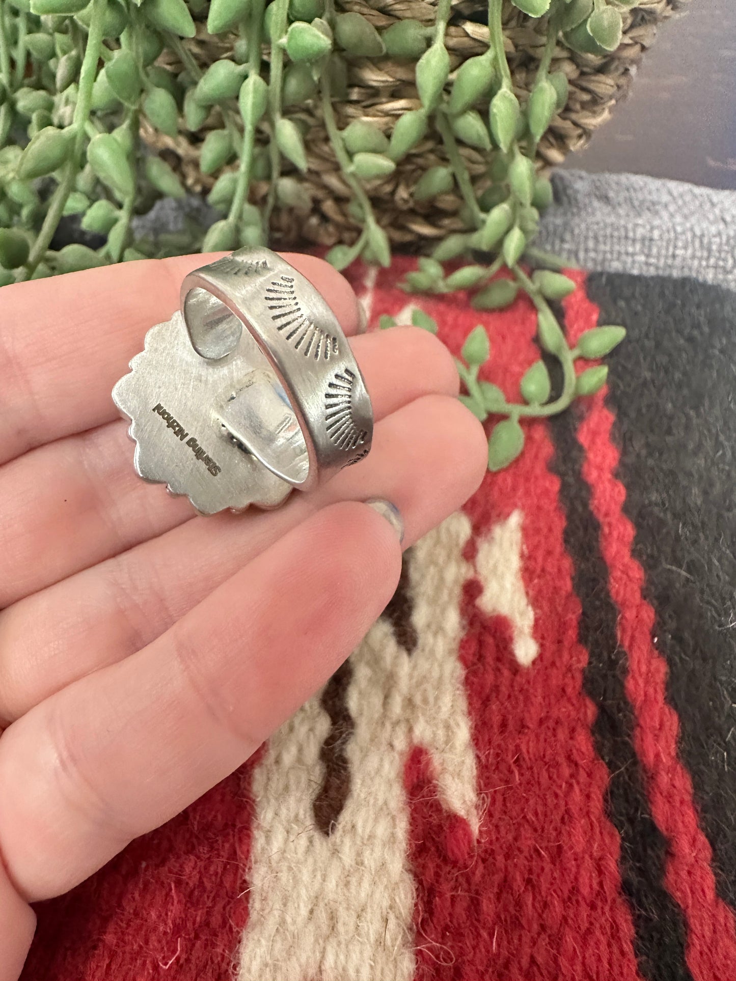 Handmade Sonoran Mountain Turquoise Pink Dream Mojave And Sterling Silver Adjustable Ring