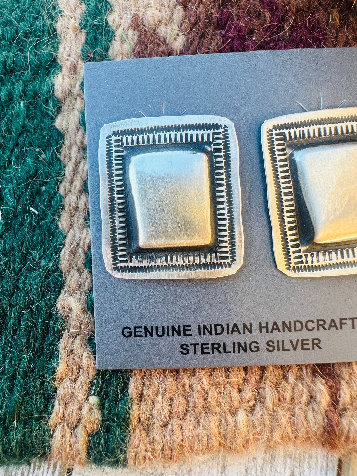 Handcrafted Sterling Silver Concho Post Earrings by Leander Tahe