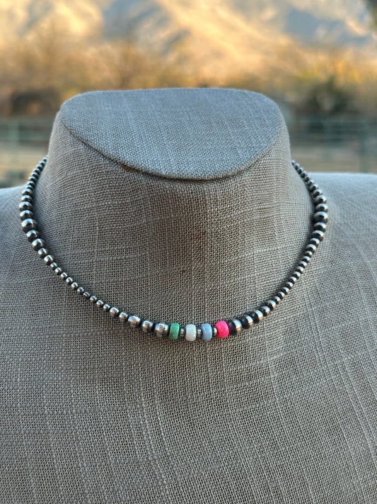 Handcrafted Pearl Sterling Silver Sherbet Opal Necklaces