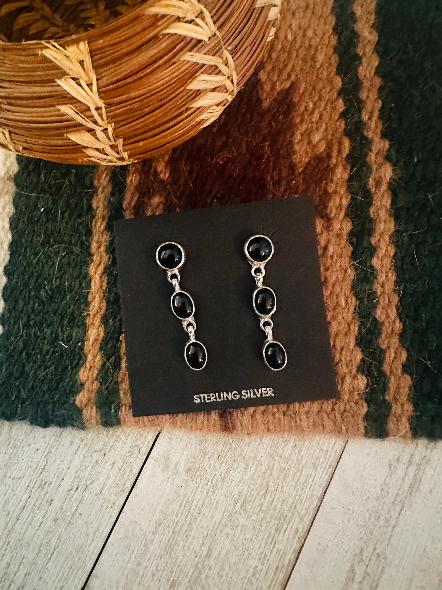 Handcrafted Onyx & Sterling Silver Dangle Earrings