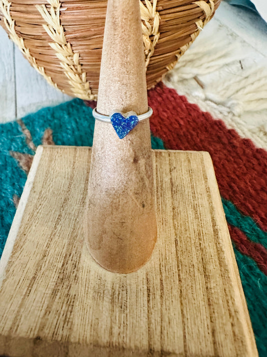 Handcrafted Sterling Silver & Purple Opal Heart Ring