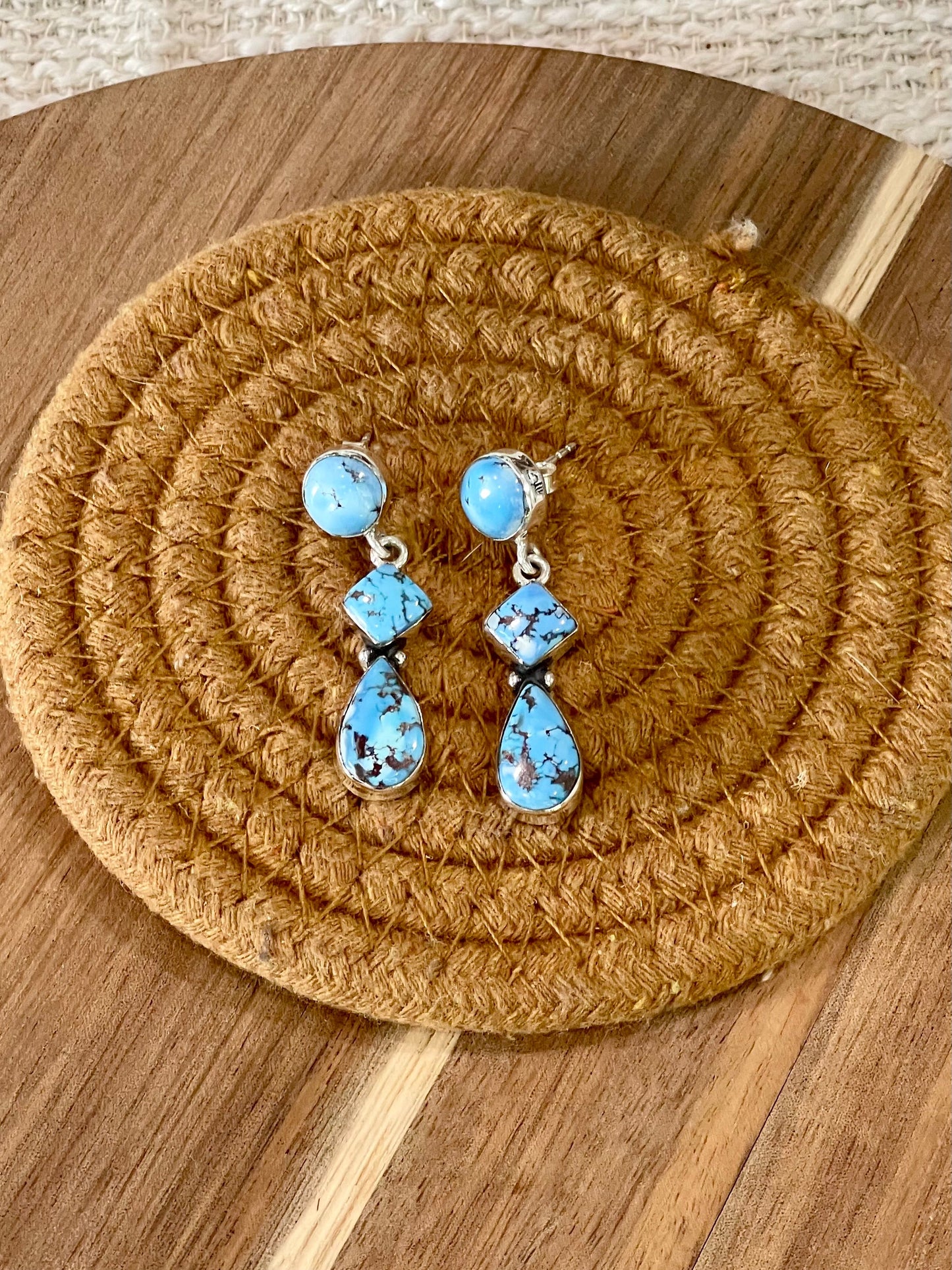Handcrafted Sterling Silver & Golden Hills Post Dangle Earrings