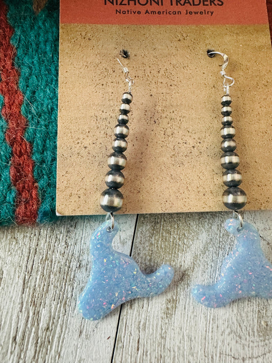 Summer Lovin’ Sterling Silver Pearl Beaded Opal Bull Head Dangle Earrings