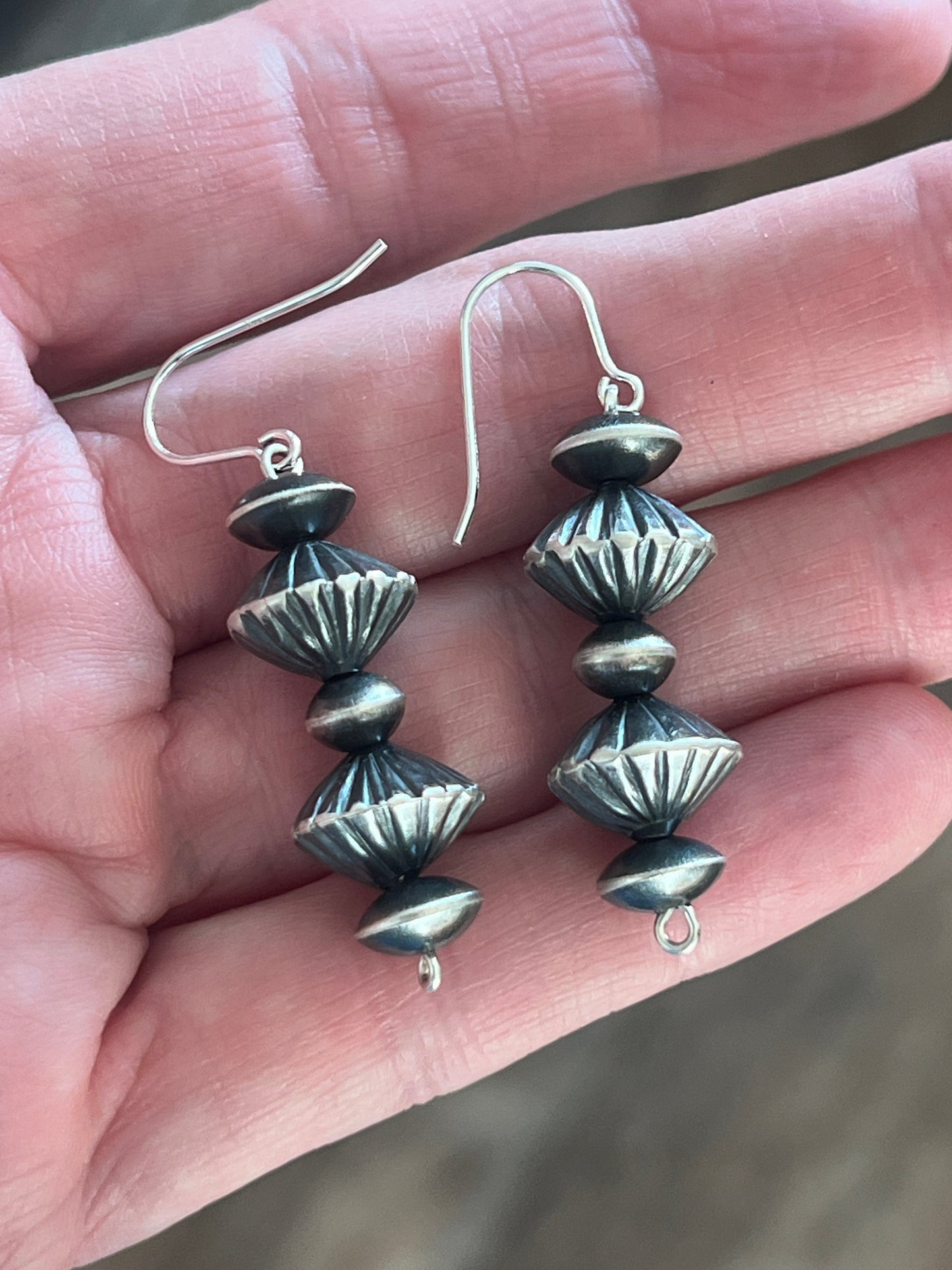 Handcrafted Sterling Silver Handmade Beaded Drop Earrings