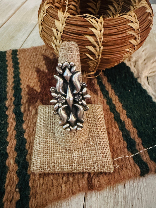 Handcrafted Sterling Silver Concho Ring by Leroy James
