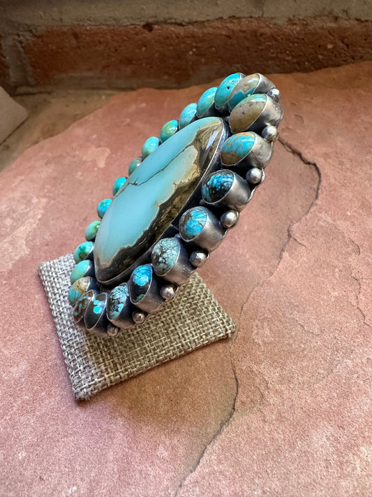 Beautiful Handcrafted Sterling Silver & Turquoise Statement Ring by Blaine Yellowhorse, Size 7