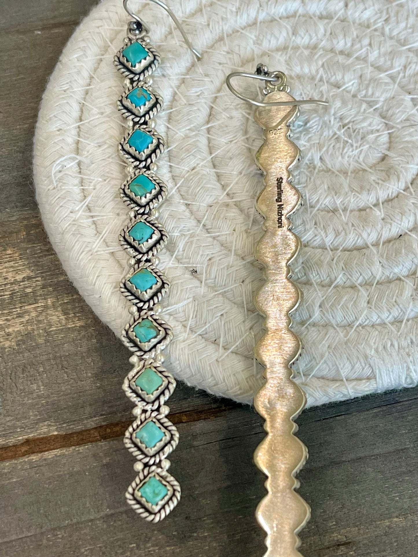Handmade Turquoise and Sterling Silver Dangles 10 stone