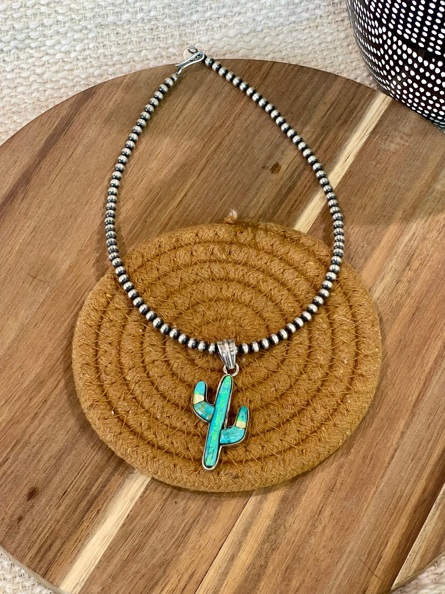 Handmade Sterling Silver & Multi Stone Cactus Pendant