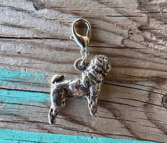 Handcrafted Sterling Silver Pug Dog Charm