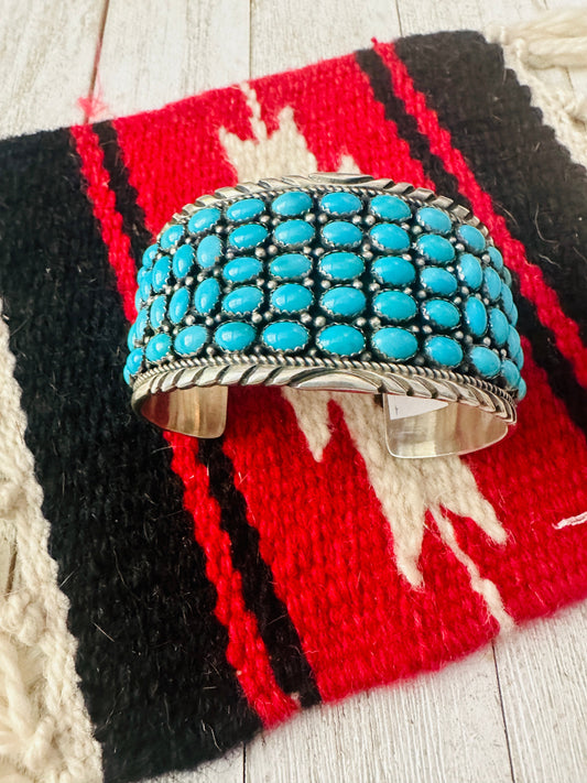 Handcrafted Sleeping Beauty Turquoise Sterling Silver Cuff Bracelet