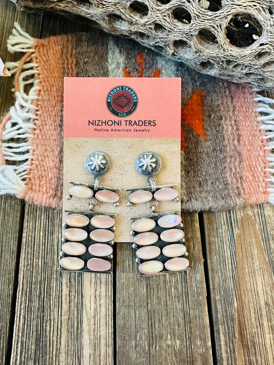 Handcrafted Mother of Pearl & Sterling Silver Dangle Earrings