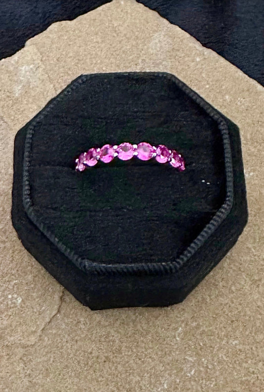 Sterling Silver Hot Pink CZ Eternity Band Ring