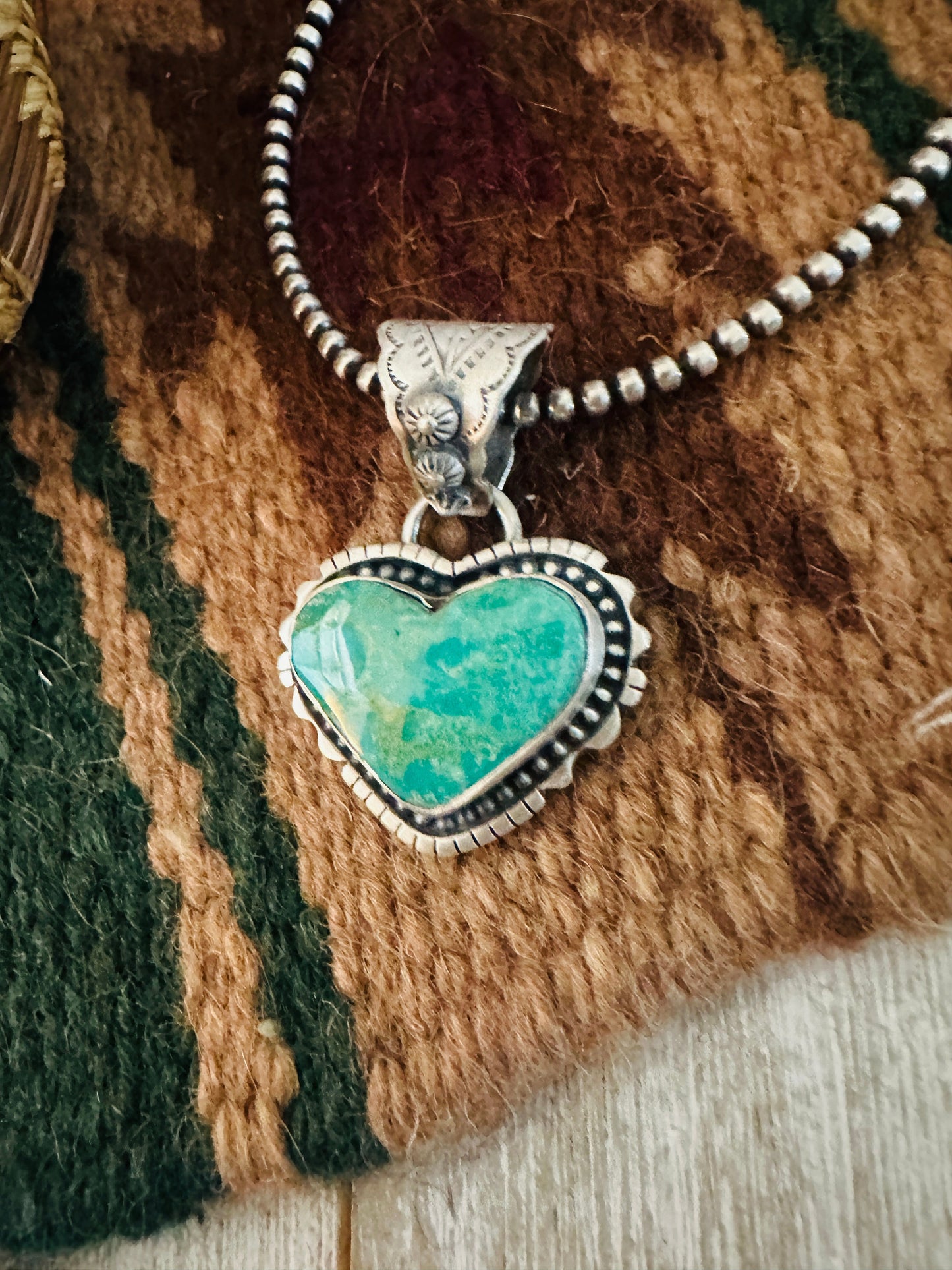 Handmade Turquoise & Sterling Silver Heart Pendant