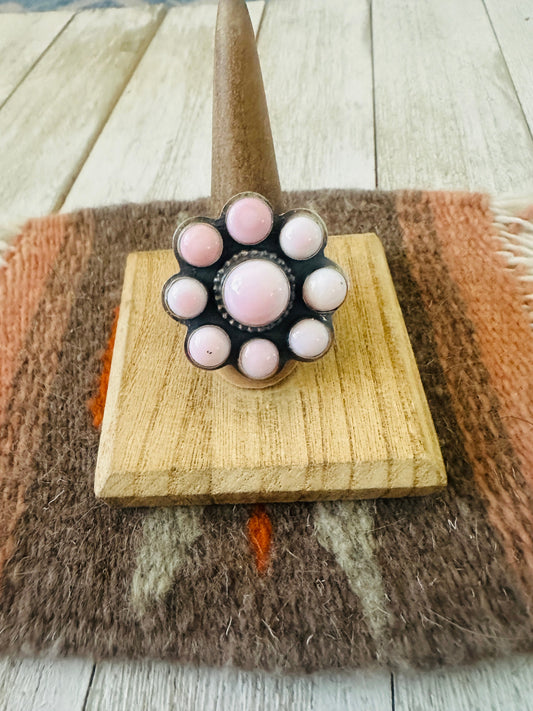 Handcrafted Sterling Silver & Queen Pink Conch Cluster Ring