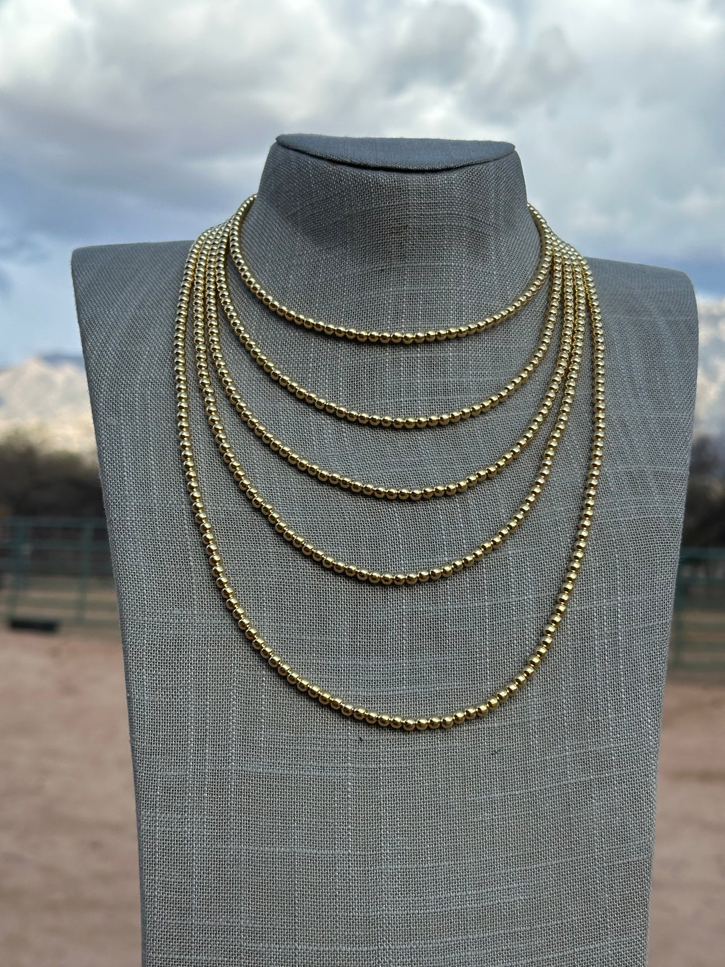 Handcrafted 14kt Gold Overlay & Sterling Silver Beaded 4mm Necklace