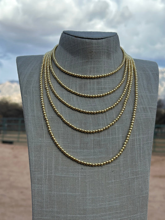 Handcrafted 14kt Gold Overlay & Sterling Silver Beaded 4mm Necklace
