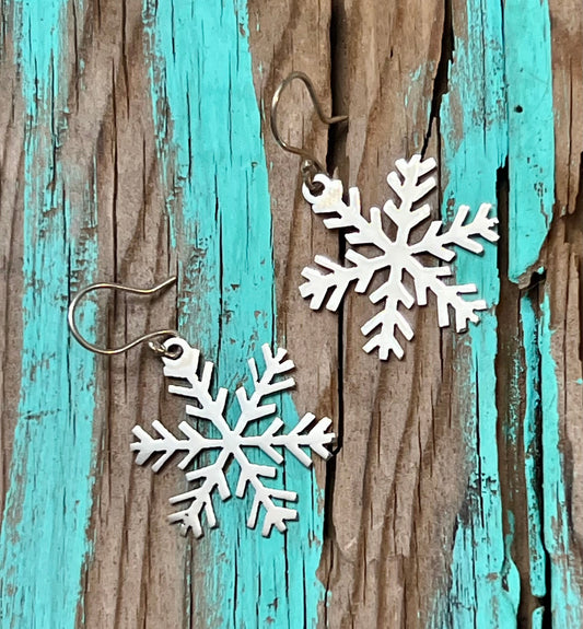 Sterling Silver Snowflake Earrings On Hook