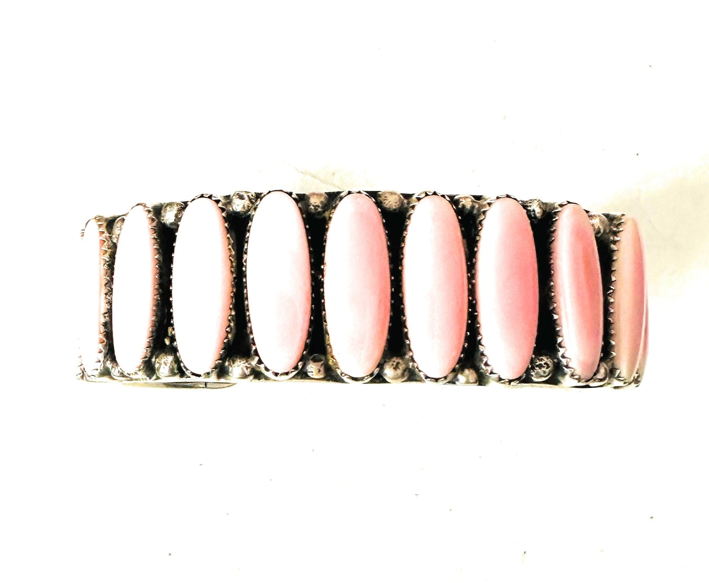 Navajo Queen Pink Conch Shell & Sterling Silver Cuff Bracelet